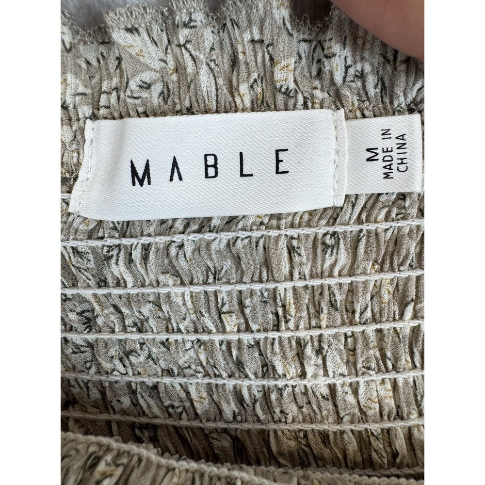 Mable Floral Smocked Midi Dress Medium M Tiered Ruffle Boho Spaghetti Strap Gray - Picture 2 of 13